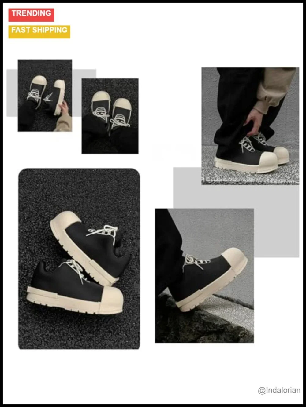 Avant-Garde Punk Chunky Platform Sneakers Men's Lace-Up Low-Top Fashion